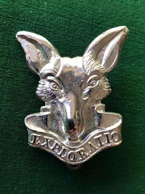 SA MILITARY INTELLIGENCE CORPS,CHROMED CAP BADGE- 2 LUGS- WORN FROM 1980