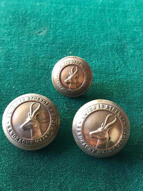 BRASS TUNIC BUTTONS WORN BY 1ST AND 3RD REGIMENTS SA INFANTRY-1915-1919