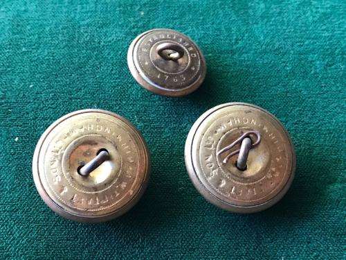 BRASS TUNIC BUTTONS WORN BY 1ST AND 3RD REGIMENTS SA INFANTRY-1915-1919