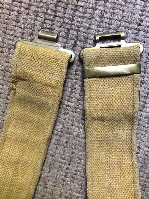 BRITISH 1937 WEBBING PATTERN STABLE BELT-WW2-EXTENDED LENGTH 88CM-BRASS CLIPS & BUCKLES