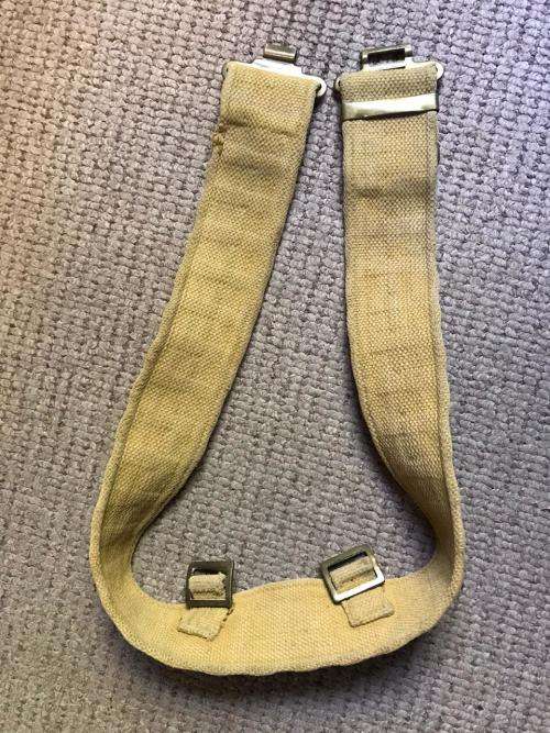 BRITISH 1937 WEBBING PATTERN STABLE BELT-WW2-EXTENDED LENGTH 88CM-BRASS CLIPS & BUCKLES