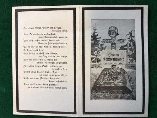 ORIGINAL WW2 GERMAN DEATH CARD