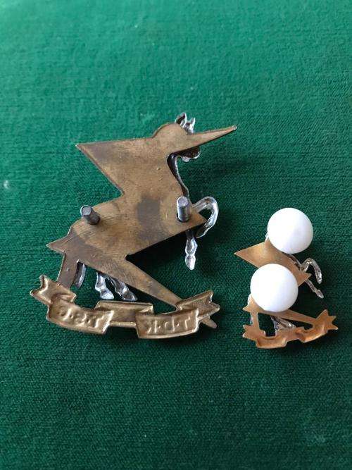 TECHNICAL SERVICE CORPS BI/METAL CAP & MESS DRESS COLLAR BADGE-WORN FROM 1960'S-LUGS + PINS COMPLETE