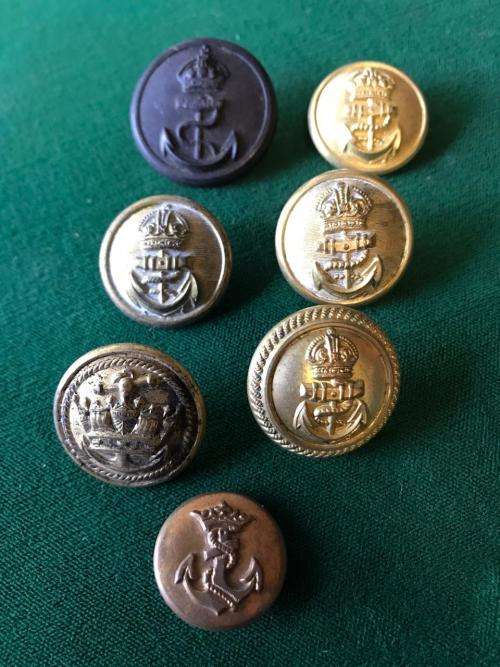 SELECTION OF 7 NAVY BUTTONS-SOLD TOGETHER