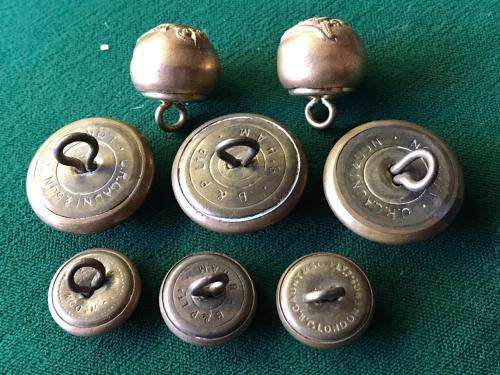 BRASS BUTTONS FOR THE SA FIELD ARTILLERY- 8 IN TOTAL -WORN WW1