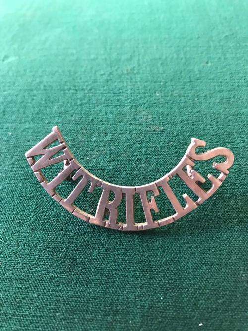 WITWATERSRAND RIFLES,WHITE METAL TITLE WORN 1970'S- 2 LUGS