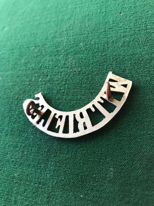 WITWATERSRAND RIFLES,WHITE METAL TITLE WORN 1970'S- 2 LUGS