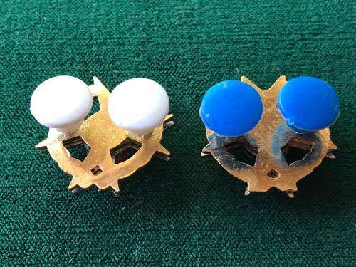 CHAPLAINS,BI-METAL,WITH ENAMEL CENTRE COLLAR BADGE PAIR-WORN 1956-1959- PINS INTACT