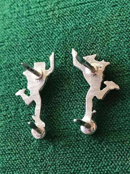 SA CORPS OF SIGNALS CHROMED MESS DRESS COLLAR BADGE PAIR-APPROVED IN 1957(FIRST VERSION WAS WHITE ME