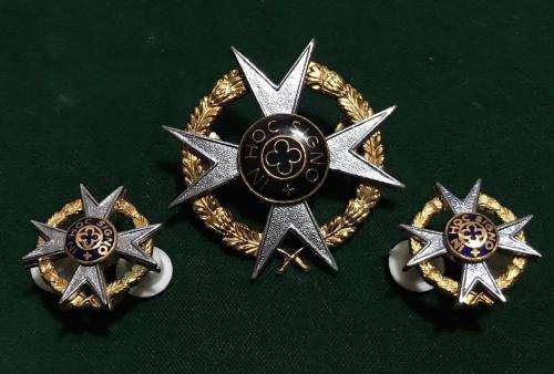 SA CORPS OF CHAPLAINS SILVER & GILT & ENAMEL CAP & COLLARS-WORN BY CHRISTIAN CHAPLAINS