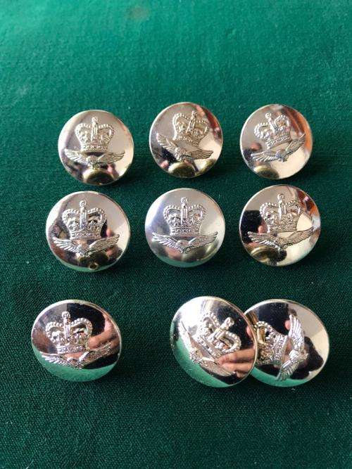 RHODESIA AIR FORCE GILT TUNIC BUTTONS-23 MM IN DIAMETER- 9 IN TOTAL