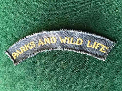 RHODESIA PARKS BOARD EMBROIDERED SHOULDER TITLE