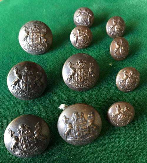 TUNIC BUTTONS WITH SA COAT OF ARMS-11 SOLD TOGETHER-DIAMETER 25 7 15 MM
