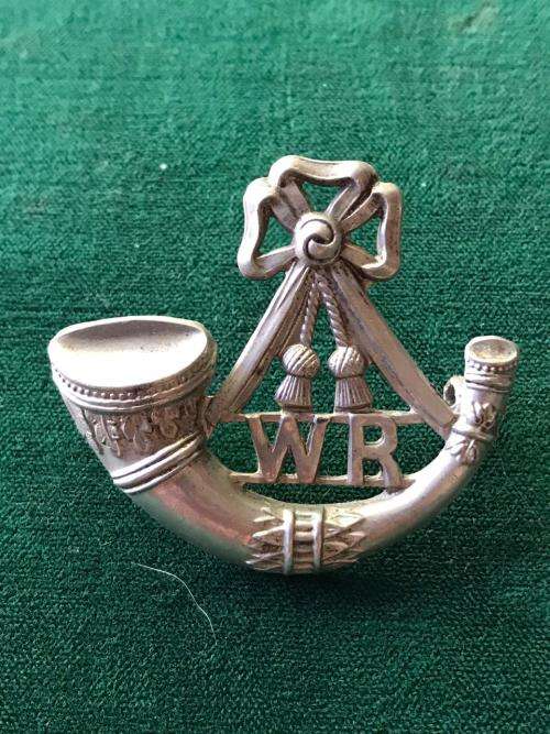 WITWATERSRAND RIFLES,WHITE METAL CAP BADGE-WORN 1903-1911- 2 LUGS