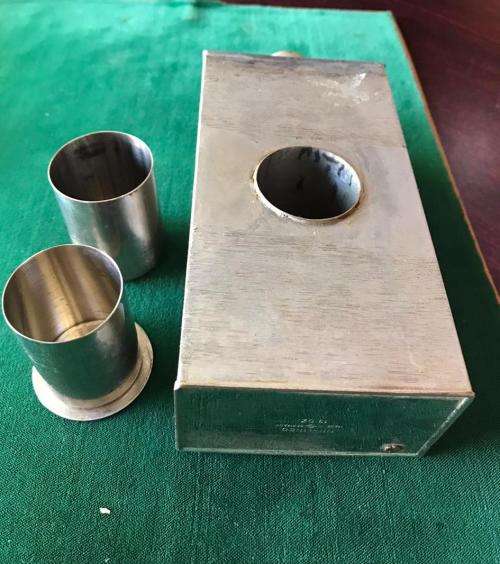TIN LINED,GERMAN WELL MADE FLASK WITH 2 GLASSES-13 OZ-MEASURES 45X75 MM-HEIGHT 160MM