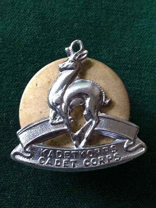 CADET CORPS,CHROMED BERET BADGE-WORN FROM THE LATTER 1980'S- 2 PINS