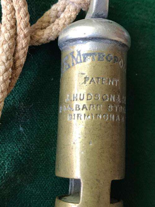 THE METROPOLITAN J. HUDSON & CO-WW2 PERIOD WHISTLE