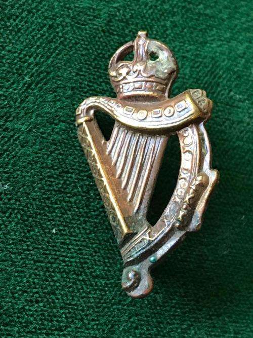 18TH FOOT ROYAL IRISH REGT. COLLAR BADGE-2 LUGS-1901-1922