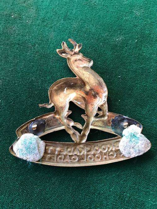 SA SCHOOL CADETS CHROME CAP BADGE- NO LUGS