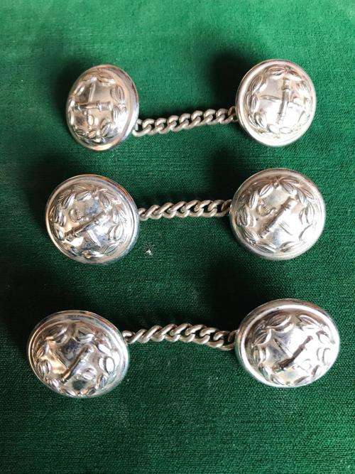 SA GENERAL OFFICERS CHROMED MESS DRESS BUTTONS AND CHAIN- 3 SOLD TOGETHER