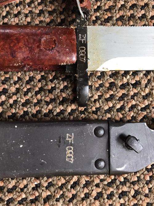 RECCE ISSUE,ROMANIAN MADE AKM BAYONET-NUMBERED AND WAS STILL WRAPPED AND NEVER USED AS FROM SPECIAL
