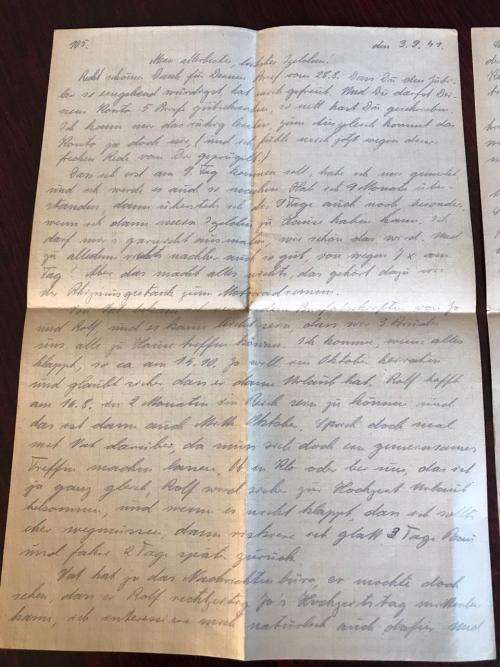 4 PAGE WW2 GERMAN SOLDIERS LETTERS-DATED 03/09/42-ORIGINAL