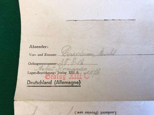WW2 NATZI GERMANY STALAG POW LETTER