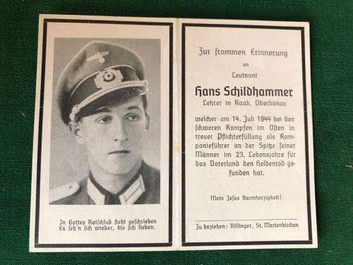 ORIGINAL WW2 GERMAN SOLDIER DEATH CARD