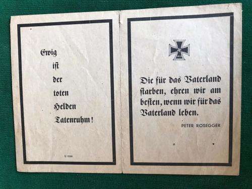 ORIGINAL WW2 GERMAN SOLDIER DEATH CARD
