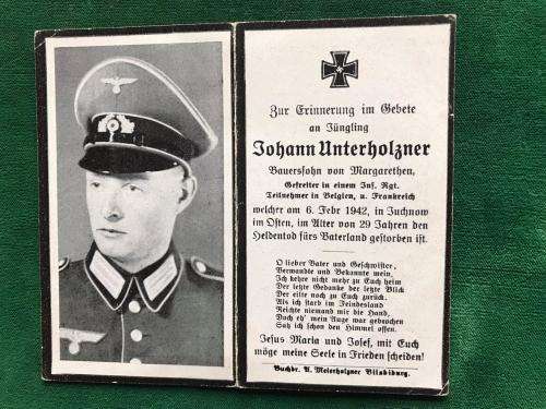 ORIGINAL WW2 NATZI GERMANY DEATH CARD