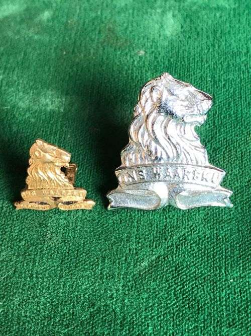 REGIMENT DE LA REY CHROME COLLAR AND GILT MESS DRESS BADGE- ONE OF EACH