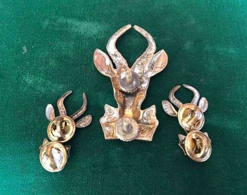 SA INFANTRY GILDING METAL CAP AND COLLARS-SMALL ONE ALSO FOR BERET-WORN POST JAN 1953-LUGS+PINS COMP