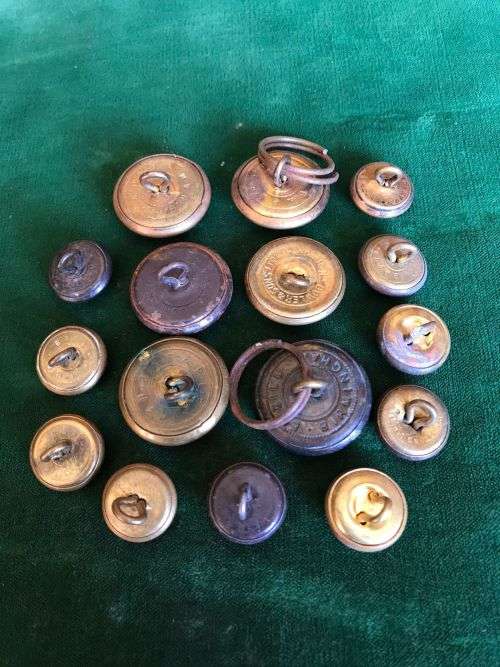 OLD SA COAT OF ARMS GENERAL UNITS BRASS BUTTONS- 6X LARGE + 10 X MEDIUM- SOLD TOGETHER