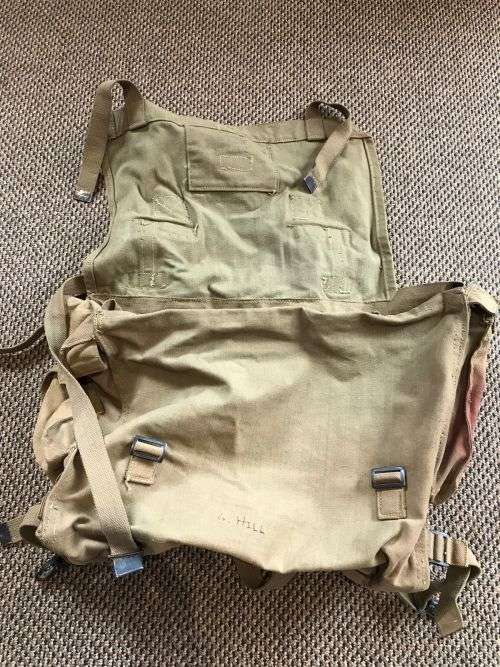 RHODESIAN WEBBING LARGE BACK PACK-GOOD CONDITION WITH ALL CLIPS AND STRAPS