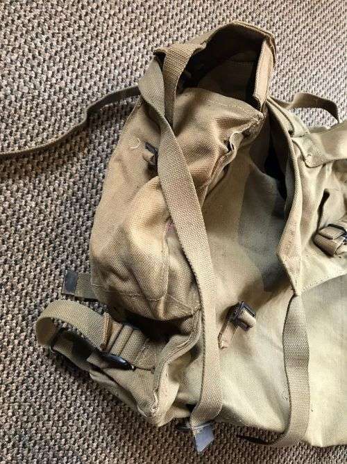 RHODESIAN WEBBING LARGE BACK PACK-GOOD CONDITION WITH ALL CLIPS AND STRAPS