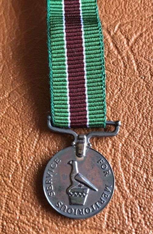 RHODESIA-MINIATURE PRISON MEDAL FOR MERITORIOUS SERVICE (P.M.S.)- ORIGINAL