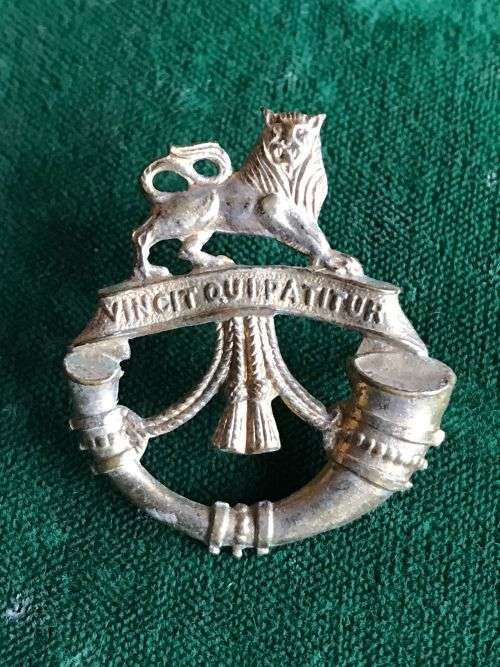 RAND LIGHT INF. , GILDING METAL COLLAR BADGE- WORN 1968-72 -2 PINS