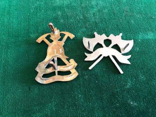 SA FIRE BRIGADE BADGES- 2 SOLD TOGETHER-LUGS + PINS COMPLETE