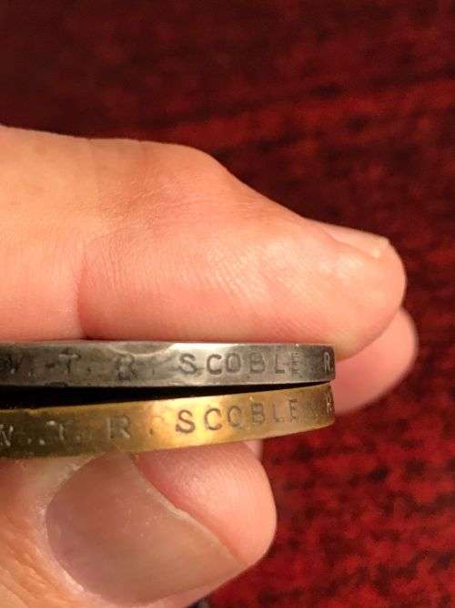 A WW1 TRIO-THE WAR AND VICTORY MEDAL ARE NAMED TO LT. W.T.R. SCOBLE R.A.F- THE 1914 STAR IS NAMED TO