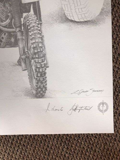 SA RECCE REGT. PENCIL SKETCH BY L. GREWER STEENKAMP AND SIGNED BY MAJ. F.W. LOOTSand COL. JAN BREYTE