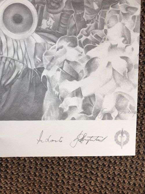 SA RECCE REGT. PENCIL SKETCH BY L. GREWER STEENKAMP AND SIGNED BY MAJ. F.W. LOOTSand COL. JAN BREYTE