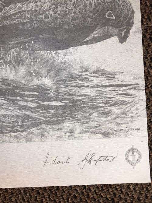 SA RECCE REGT. PENCIL SKETCH BY L. GREWER STEENKAMP AND SIGNED BY MAJ. F.W. LOOTSand COL. JAN BREYTE