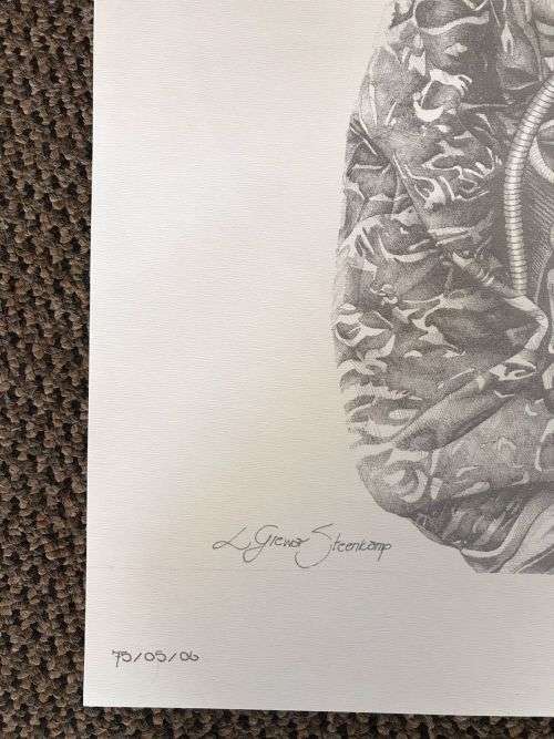 SA RECCE REGT. PENCIL SKETCH BY L. GREWER STEENKAMP AND SIGNED BY MAJ. F.W. LOOTSand COL. JAN BREYTE