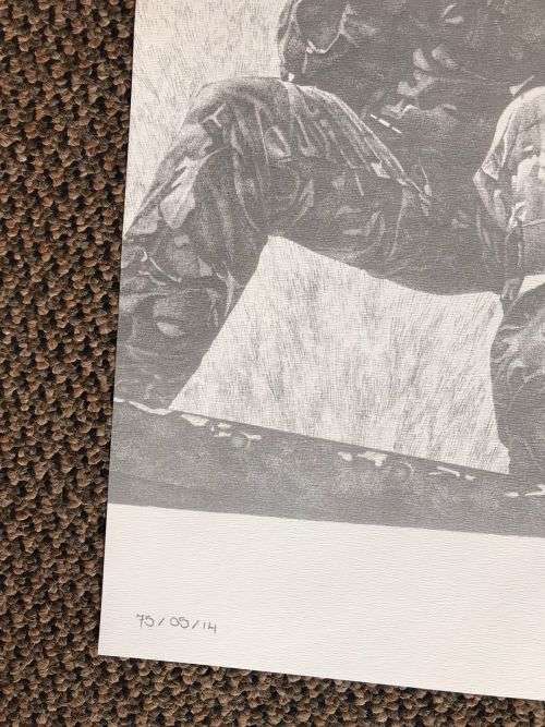 SA RECCE REGT. PENCIL SKETCH BY L. GREWER STEENKAMP AND SIGNED BY MAJ. F.W. LOOTSand COL. JAN BREYTE