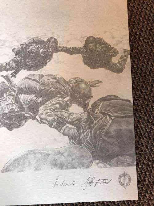 SA RECCE REGT. PENCIL SKETCH BY L. GREWER STEENKAMP AND SIGNED BY MAJ. F.W. LOOTSand COL. JAN BREYTE