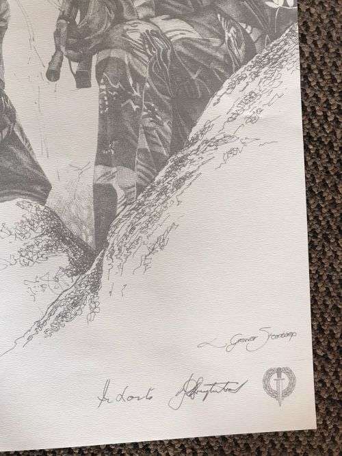 SA RECCE REGT. PENCIL SKETCH BY L. GREWER STEENKAMP AND SIGNED BY MAJ. F.W. LOOTSand COL. JAN BREYTE