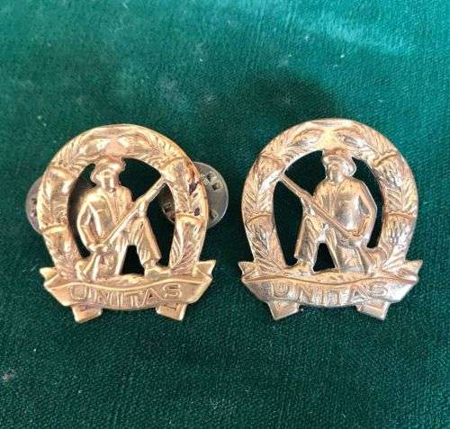 COMMANDO BRASS,COLLAR BADGE PAIR- WORN 1963-1970`S- PINS COMPLETE
