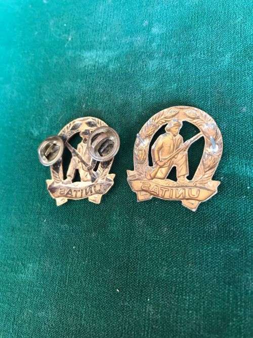 COMMANDO BRASS,COLLAR BADGE PAIR- WORN 1963-1970`S- PINS COMPLETE