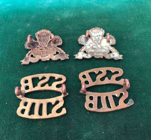 SPECIAL SERVICES BATTALION COLLAR BADGE PAIR AND TITLES-WORN 1934-1942-LUGS INTACT