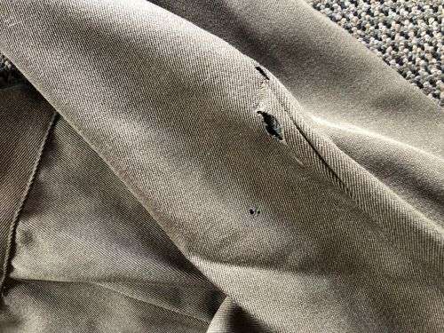 BUNNY JACKET SIZE MEDIUM TO LARGE-MEASURES 60 CM ARMPIT TO ARMPIT-TROUSERS (DAMAGED) SIZE 34 WITH PI